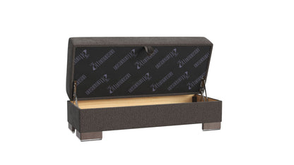 Ottomanson Armada X - Upholstered Convertible Wood Trimmed Ottoman With Storage - Gray Chenille