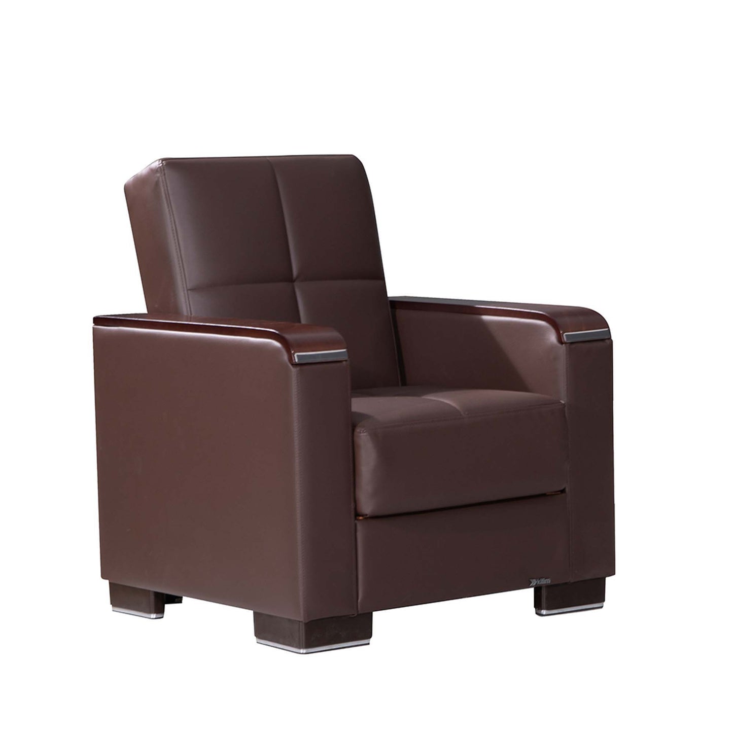 Ottomanson Armada X - Upholstered Convertible Wood Trimmed Armchair With Storage