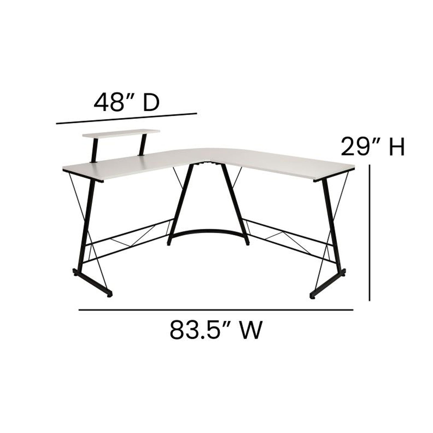 Flash Furniture - L-Shaped Computer Gaming Desk - White
