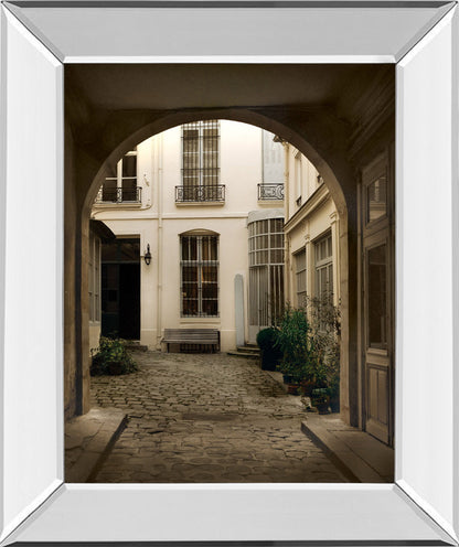 Marais Courtyard By Milla - Mirror Framed Print Wall Art - Light Brown