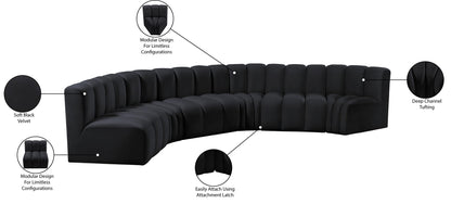 Arc - Velvet 6 Piece U-Shaped Modular Sofa