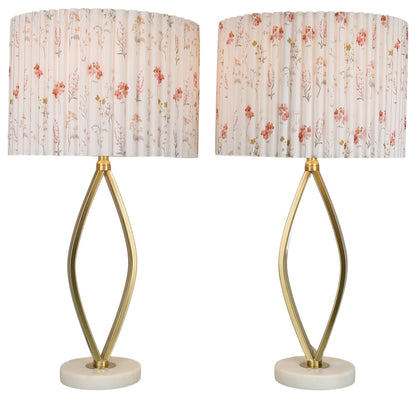 Meadow Silhouette - 29 X 15 - Metal Table Lamp (Set of 2) - Soft Gold, White Marble