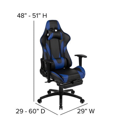 Flash Furniture - 2 Piece Ergonomic Racing Style Gaming - Blue / Black