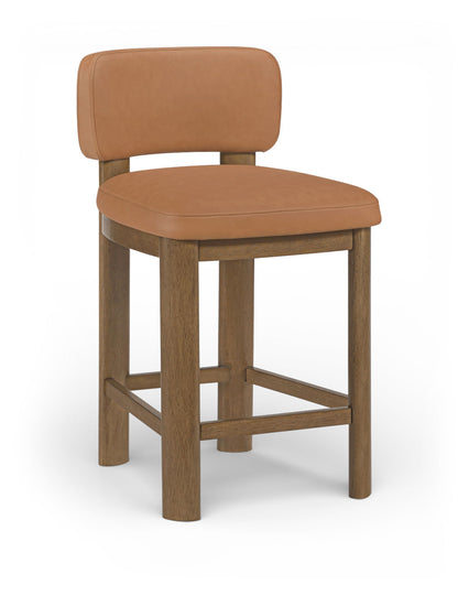 Paloma - Faux Leather Upholstered Counter Stool (Set of 2) - Brown Frame