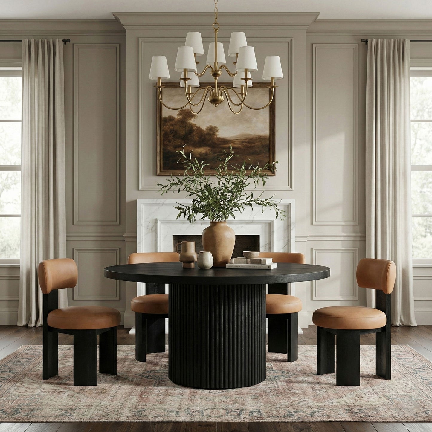 Atelier - Vegan Leather Upholstered Dining Chair (Set of 2) - Black Frame