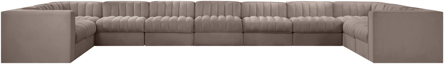 Rummi - Velvet Performance Fabric Upholstered 11 Piece Modular Sectional