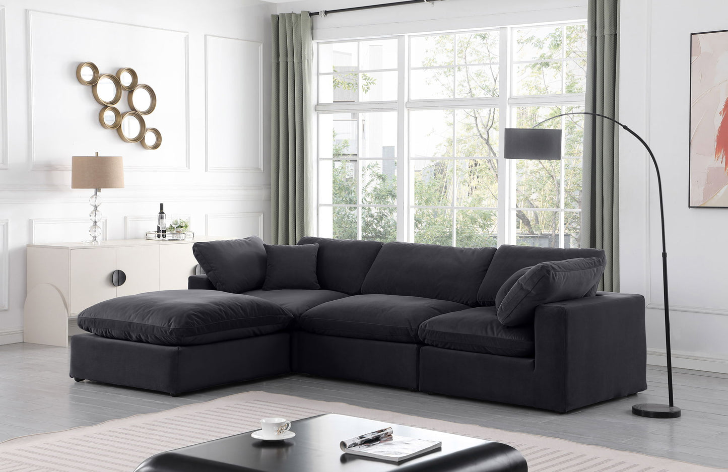 Comfy - 4 Piece Velvet Modular Sectional With Chaise