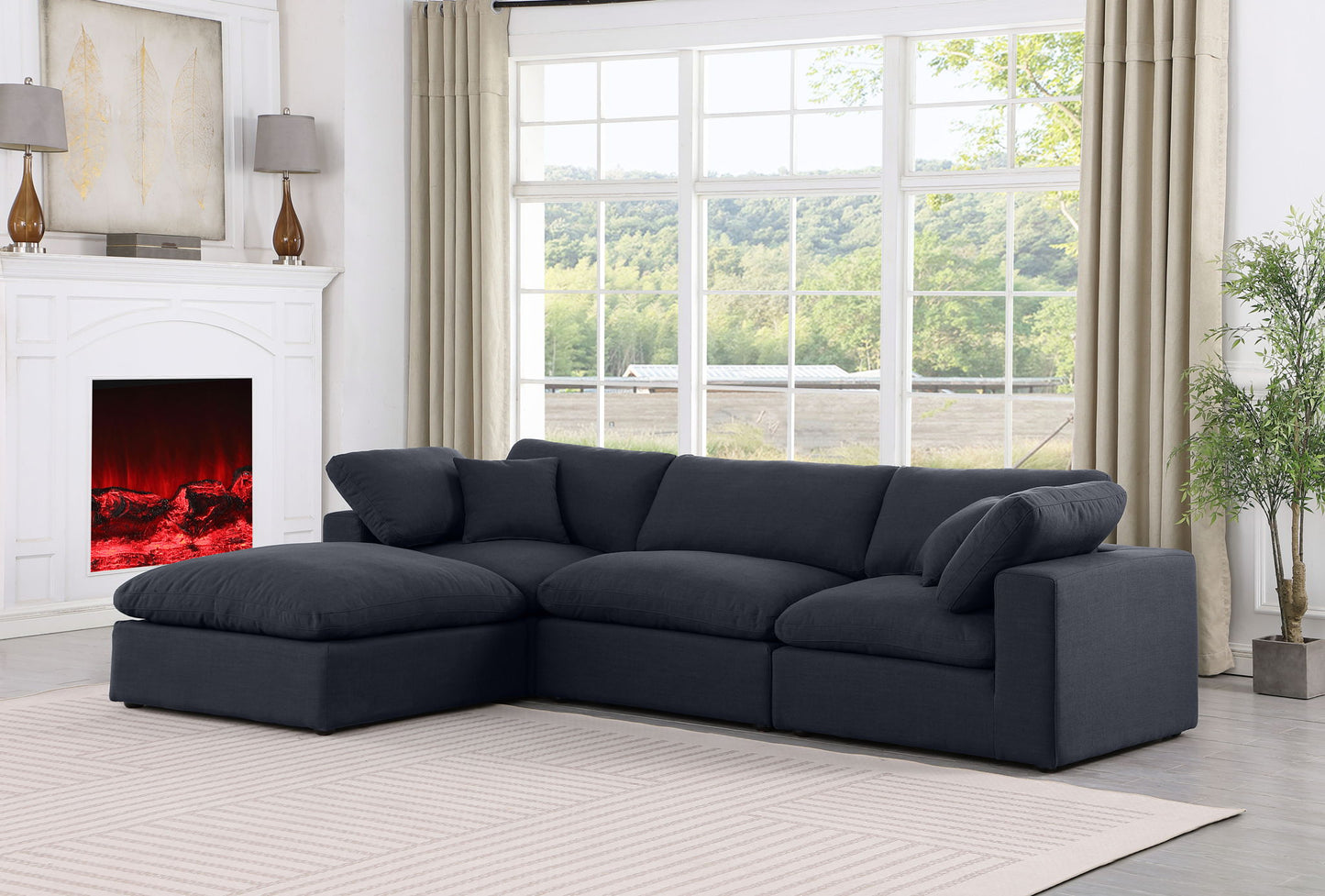 Comfy - 4 Piece Linen Fabric Modular Sectional With Chaise