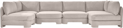 Hammond - Velvet Performance Fabric Upholstered 6 Piece U-Shaped Armless Sectional