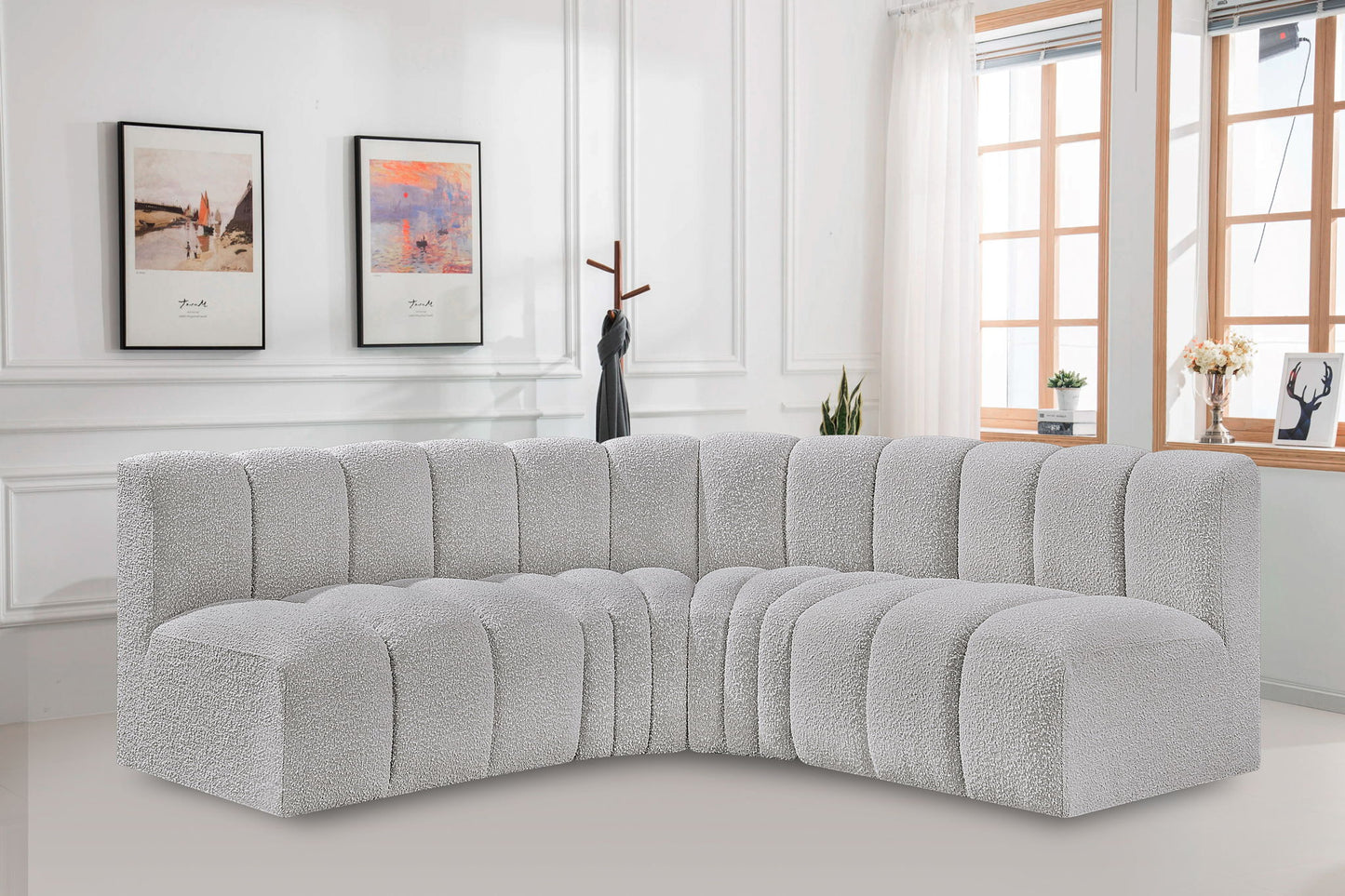 Arc - Boucle Fabric 4 Piece Corner Modular Sofa