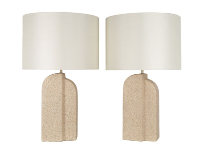 Sculpted Sandstone Ceramic Table Lamp (Set of 2) - Natural Rock