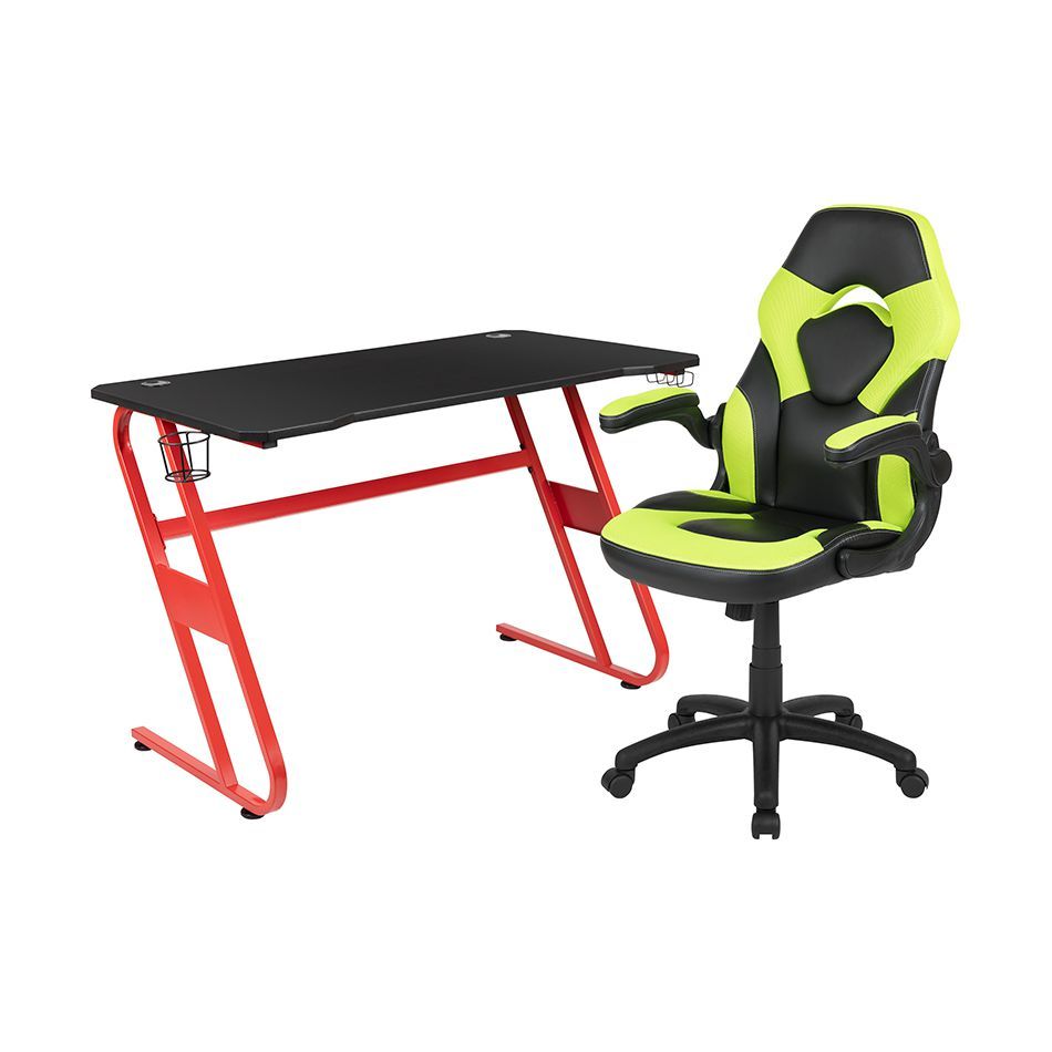 Flash Furniture - 2 Piece Ergonomic Racing Style Gaming - Green