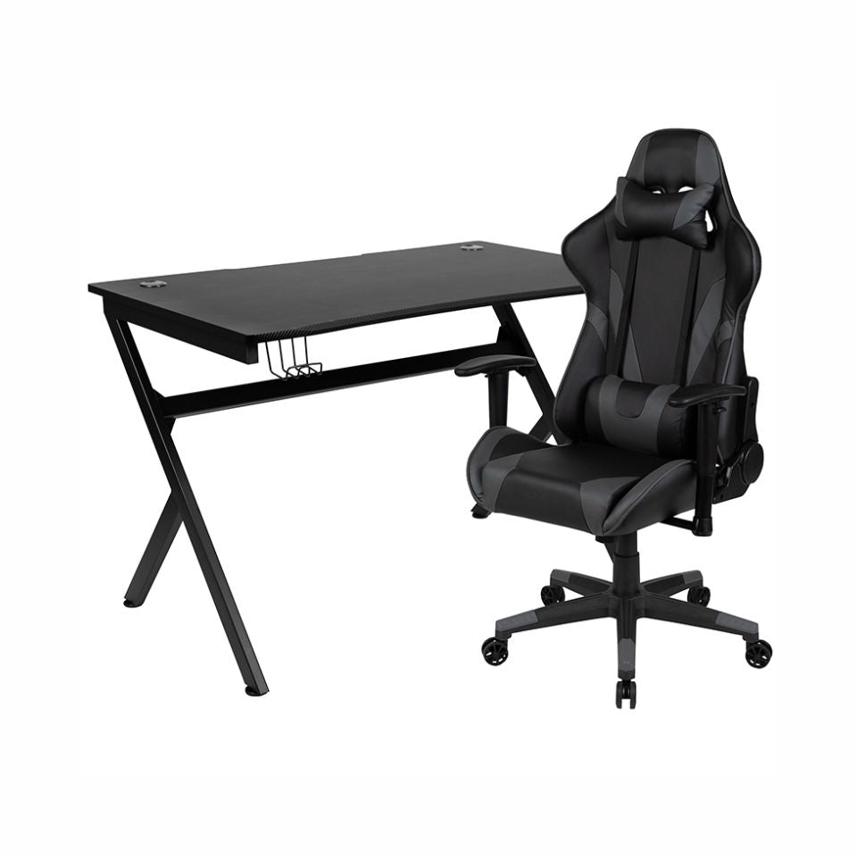 Flash Furniture - 2 Piece Ergonomic Racing Style Gaming - Gray