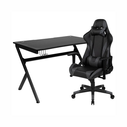 Flash Furniture - 2 Piece Ergonomic Racing Style Gaming - Gray