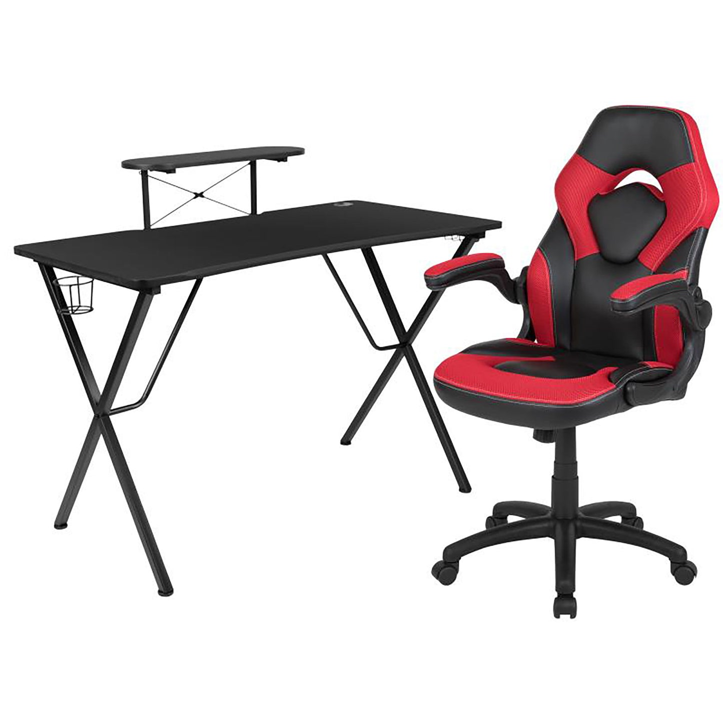 Flash Furniture - 2 Piece Racing Chair And Gaming Desk Set - Black / Red