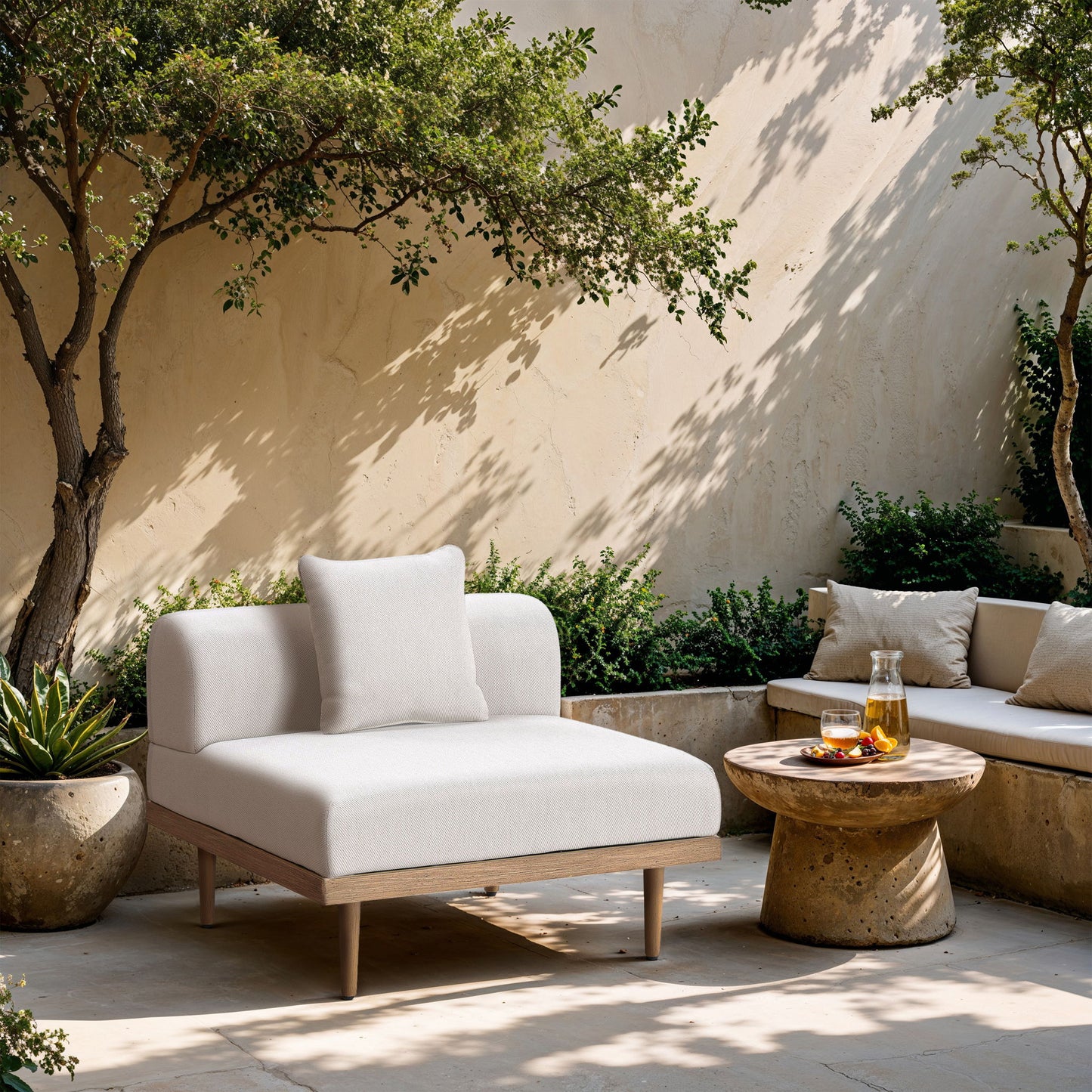 Laguna - Resilient Water Resistant Fabric Upholstered Outdoor Patio Modular Armless Chair