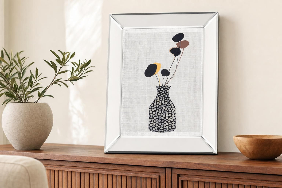 Decorated Vase with Plant II By Melissa Wang - Gray