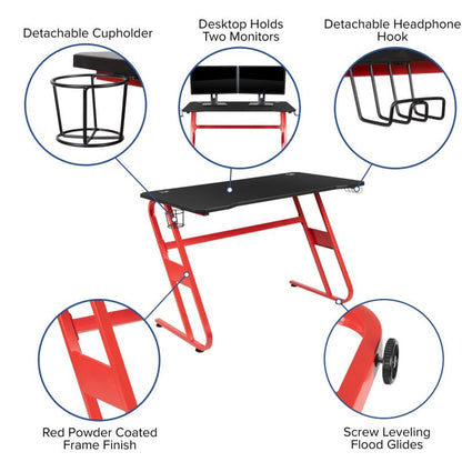 Flash Furniture - 2 Piece Ergonomic Racing Style Gaming - White / Black