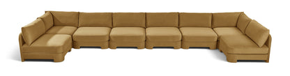 Hammond - Velvet Performance Fabric Upholstered 8 Piece U-Shaped Armless Sectional - Beige