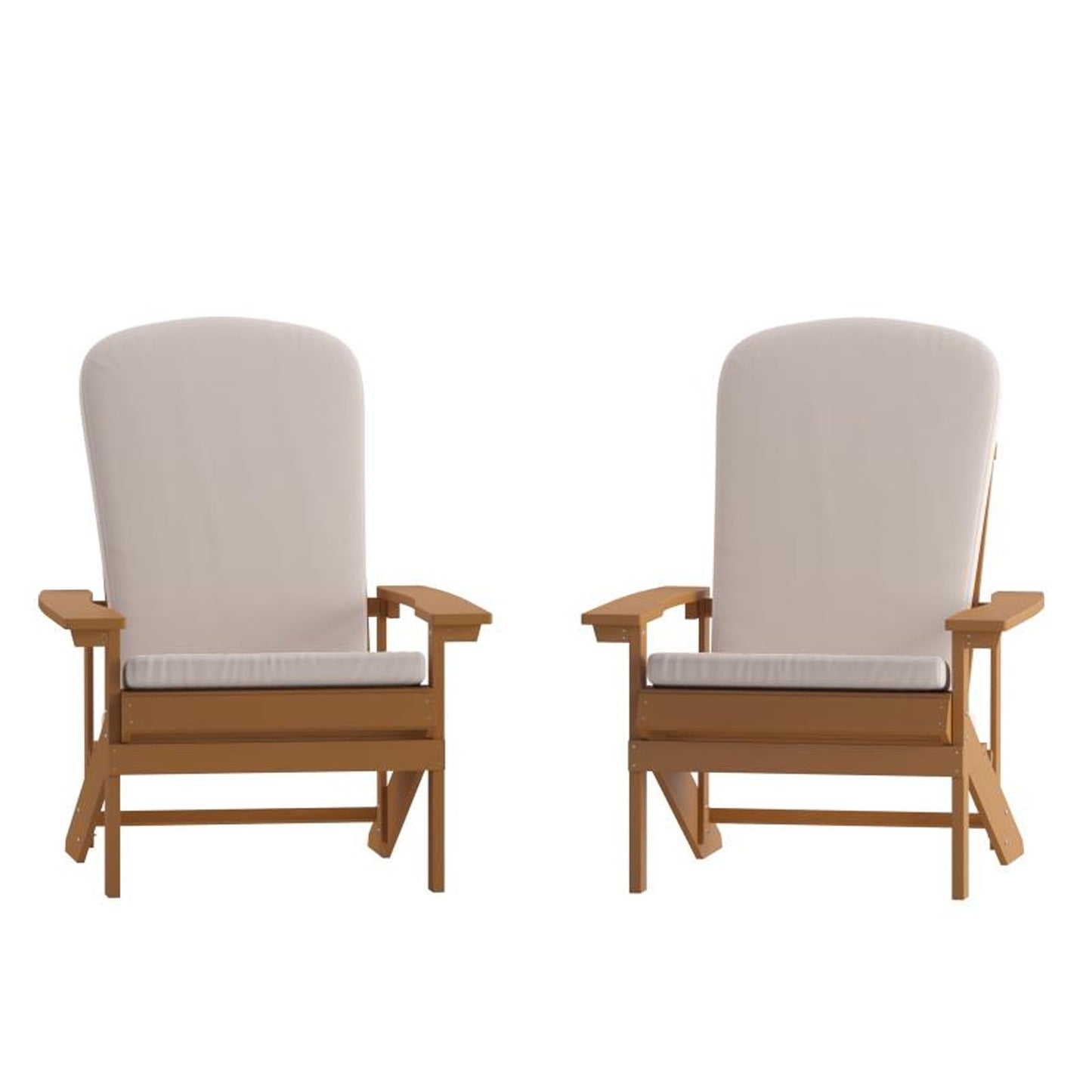 Flash Furniture - Chairs With Cushion (Set of 2) - Teak / Cream