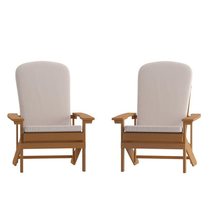 Flash Furniture - Chairs With Cushion (Set of 2) - Teak / Cream