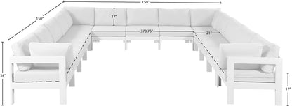 Nizuc - Outdoor Patio 13 Piece Modular Sectional With White Frame