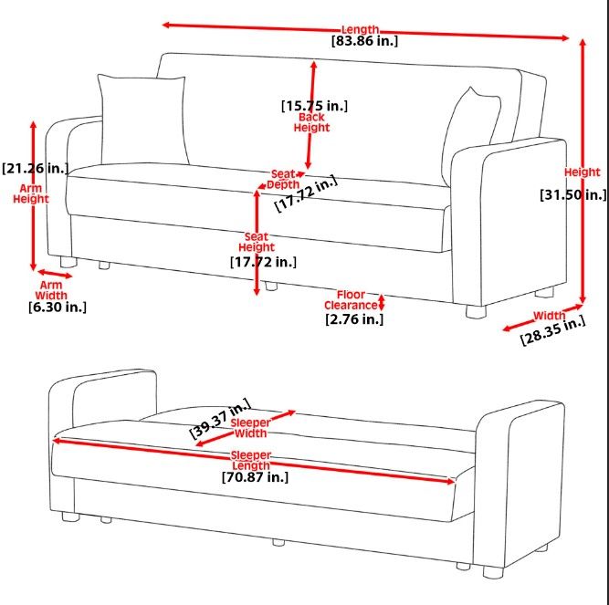 Ottomanson Barato - Upholstered Convertible Sofabed With Storage