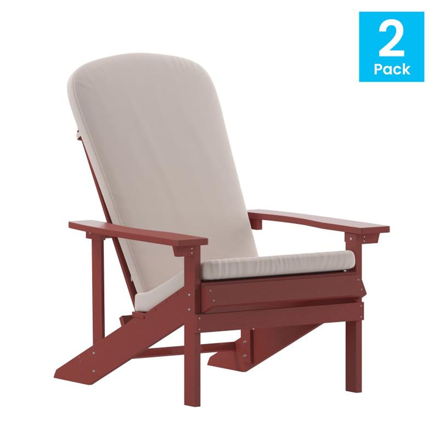 Flash Furniture - Chairs With Cushion (Set of 2) - Red / Cream