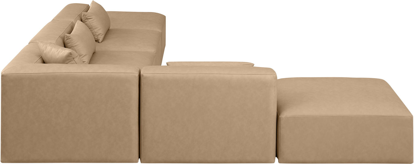 Cube - 6 Piece Modular Corner Armless Sectional - Tan