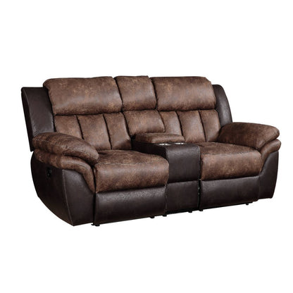 Jaylen - Motion Loveseat With Console - Toffee & Espresso Polished Microfiber