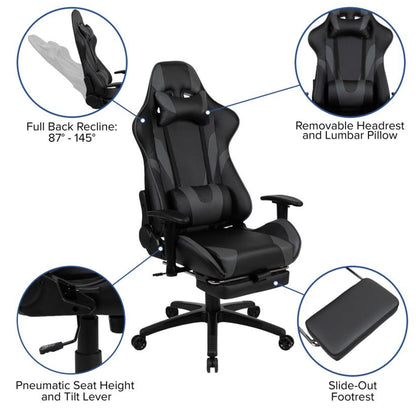 Flash Furniture - 2 Piece Ergonomic Racing Style Gaming - Gray