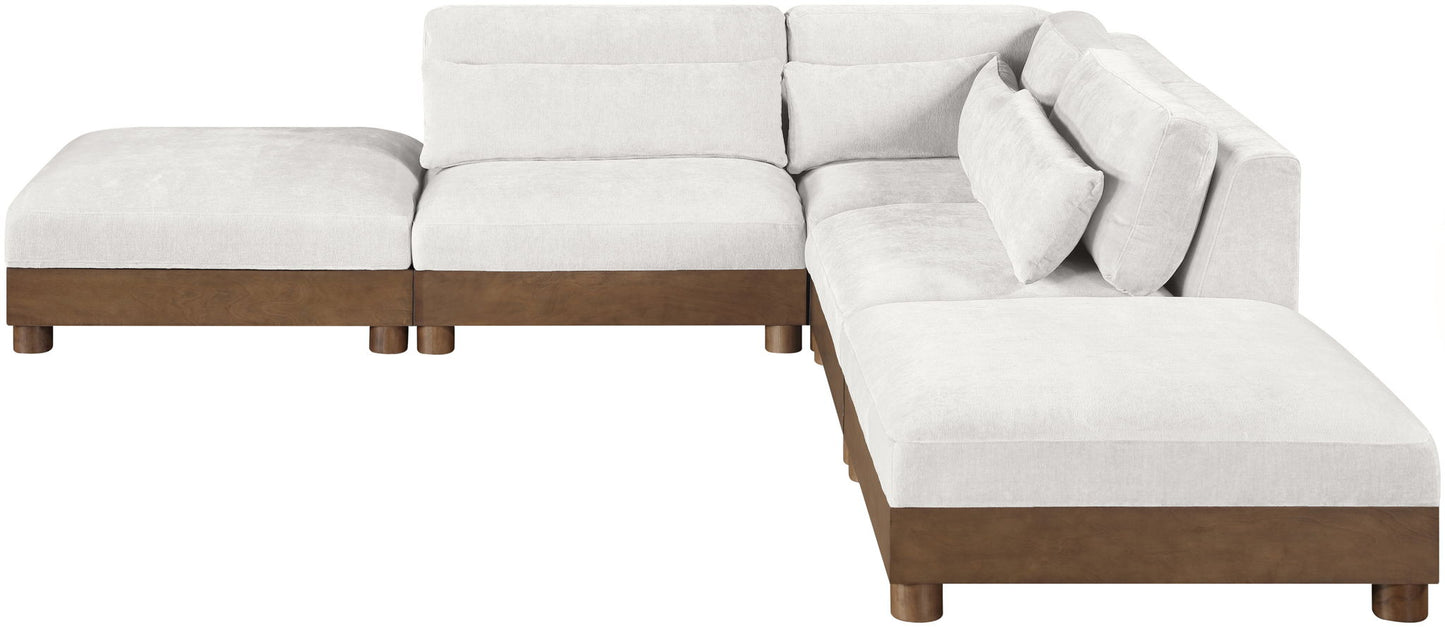 Turin - Chenille Fabric Upholstered Modular Sectional - Cream