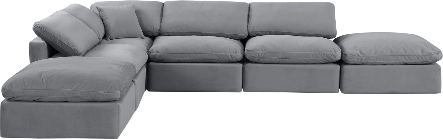 Indulge - Velvet 6 Piece Modular Armless Sectional