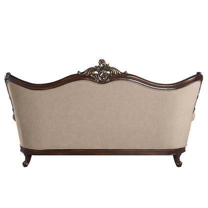 Ragnar - Sofa With 7 Pillows - Light Brown Linen & Cherry
