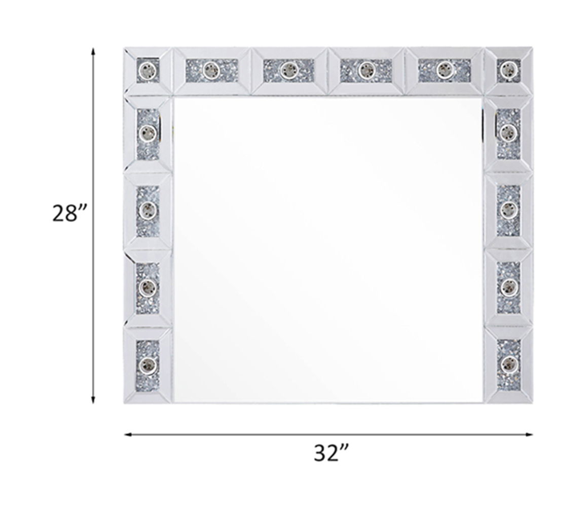 Noralie - 28" X 32" Accent Mirror - Mirrored & Faux Diamonds