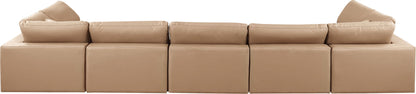 Comfy - 7 Piece Faux Leather Modular Armless Sectional - Tan
