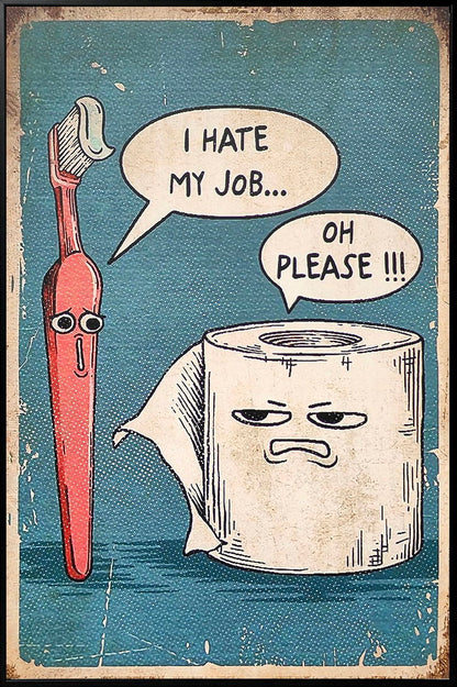 "Dirty Jobs" Canvas In Frame - Black / Blue