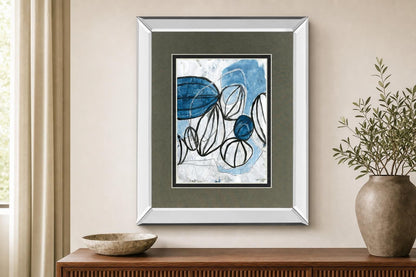 Lanterns II By June Erica Vess, Mirrored Frame - Blue