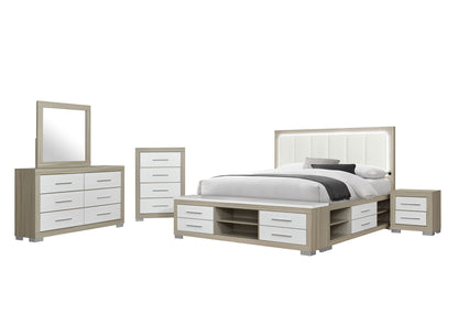 Emma - 5 Piece King Bedroom Set - Natural / White