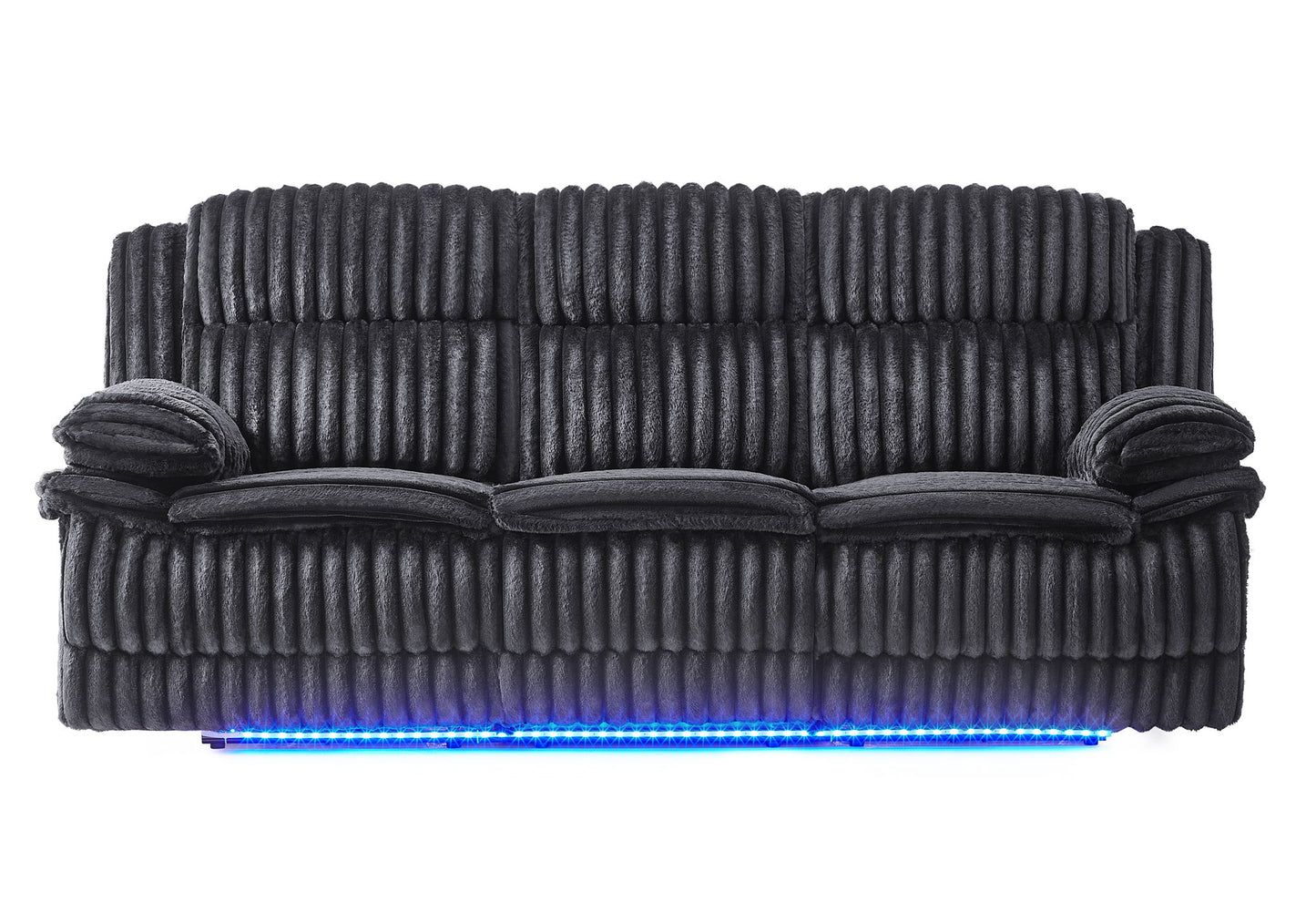 U8686 - Power Reclining Sofa With LED / Hidden Drawer And Drop Down Table - Black