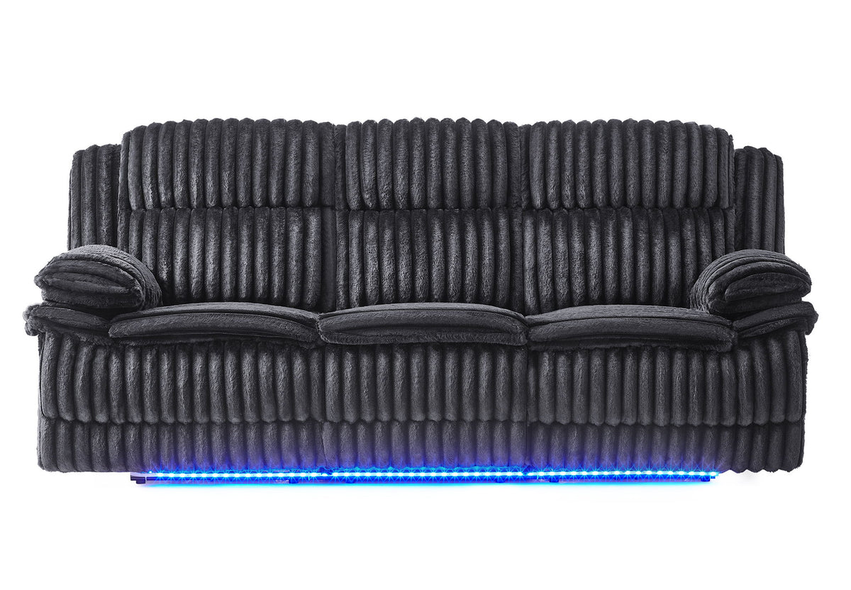 U8686 - Power Reclining Sofa With LED & Power Console Reclining Loveseat With LED - Black