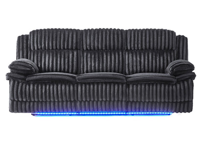 U8686 - Power Reclining Sofa With LED & Power Console Reclining Loveseat With LED - Black