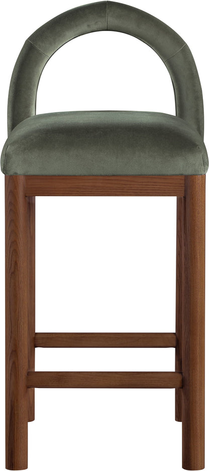 Conrad - Velvet Counter Stool With Brown Legs