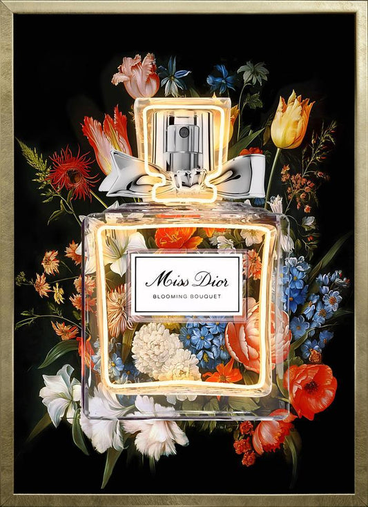 Luminous Blossom Bottle - 21" x 29" Framed Wall Art - Black