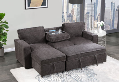 U0203 - Reversible Pull Out Fabric Sofa Bed - Dark Gray