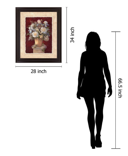 Crimson Petal Harmony - 28" x 34" Framed Wall Art - Dark Red