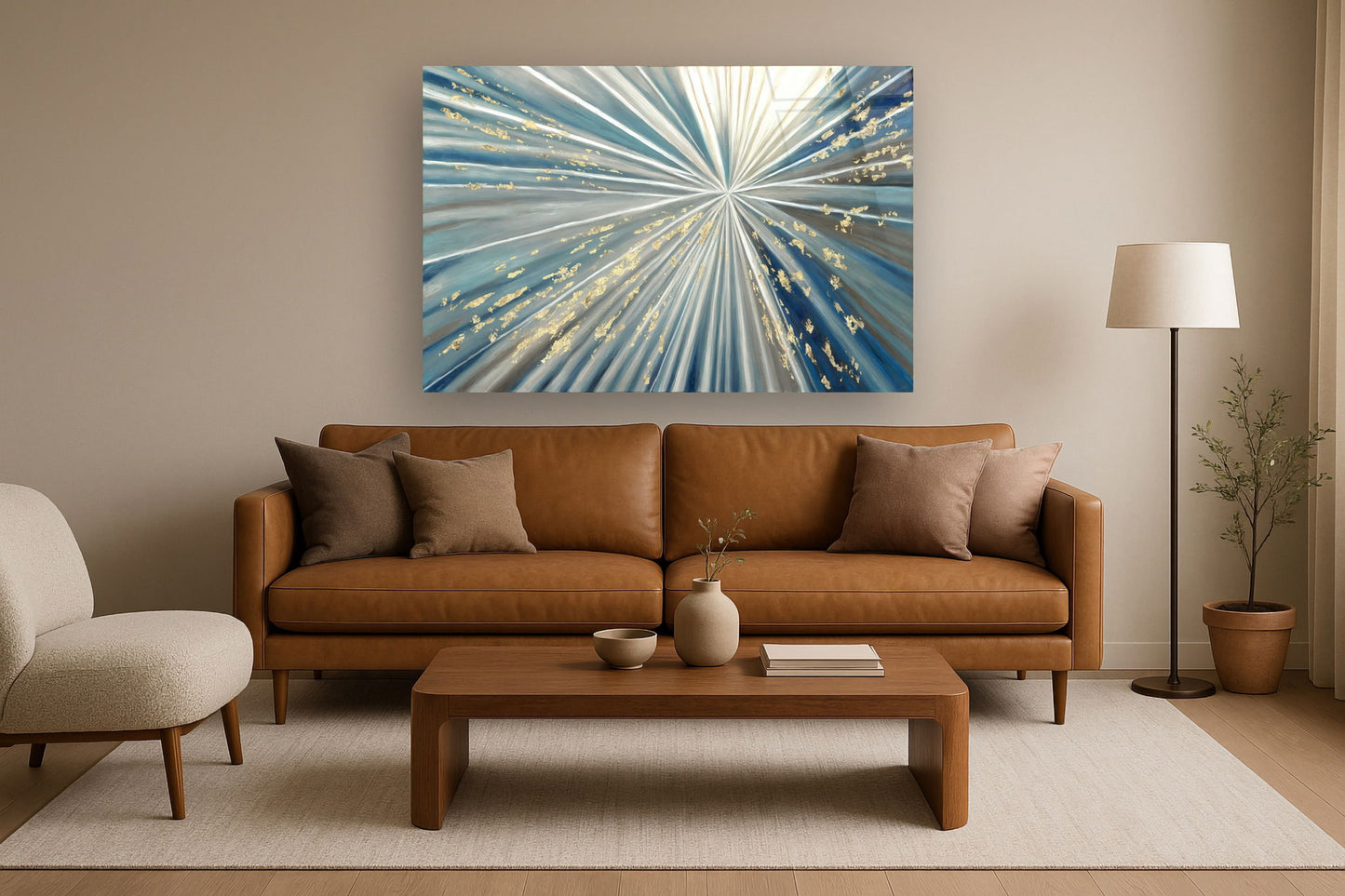 Temp Glass With Foil - Starbust Blue / Gold / White - Blue