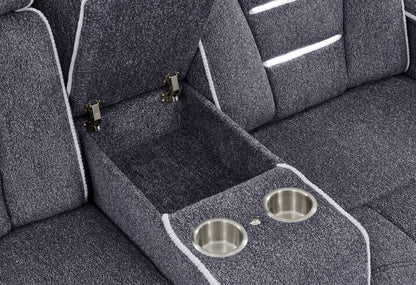 U1895 - P2 Console Reclining Loveseat With IS And LED - Dark Gray