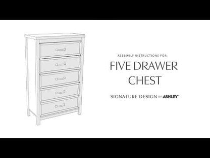 Kerisden - Five Drawer Chest - White / Brown